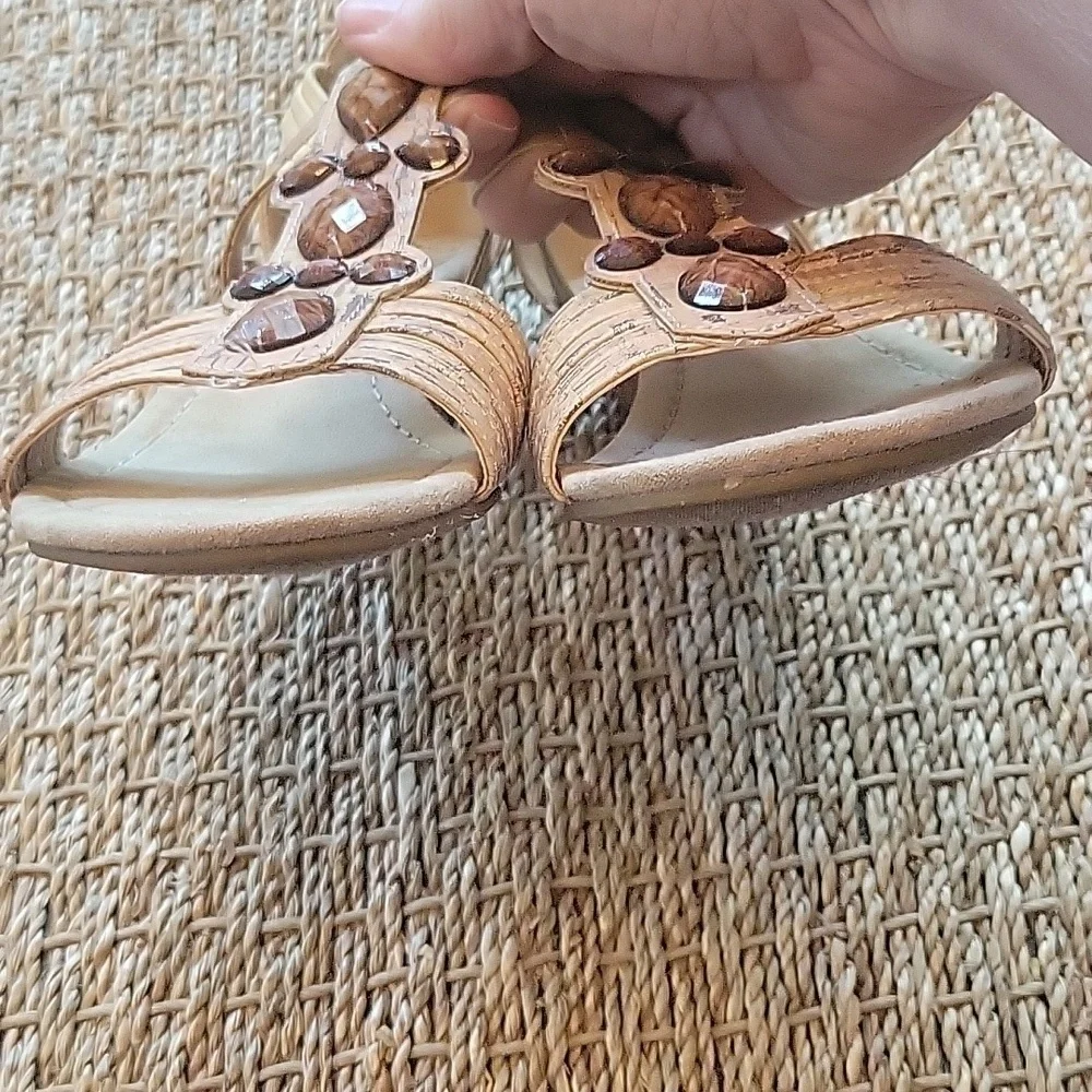 NEW YORK TRANSIT cork sandals with beads.  Size is 7W.